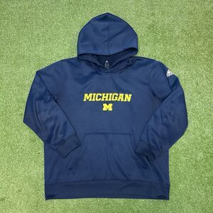 Michigan Wolverines Hoodie Men XL Navy Adidas Climawarm NCAA Pullover Sweatshirt